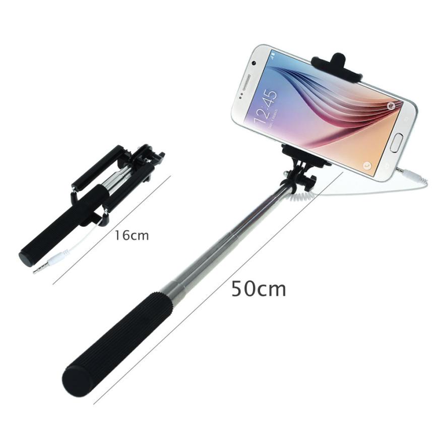 Universal Mobile Phone Mini Selfie Stick with Button Wired Handle Monopod