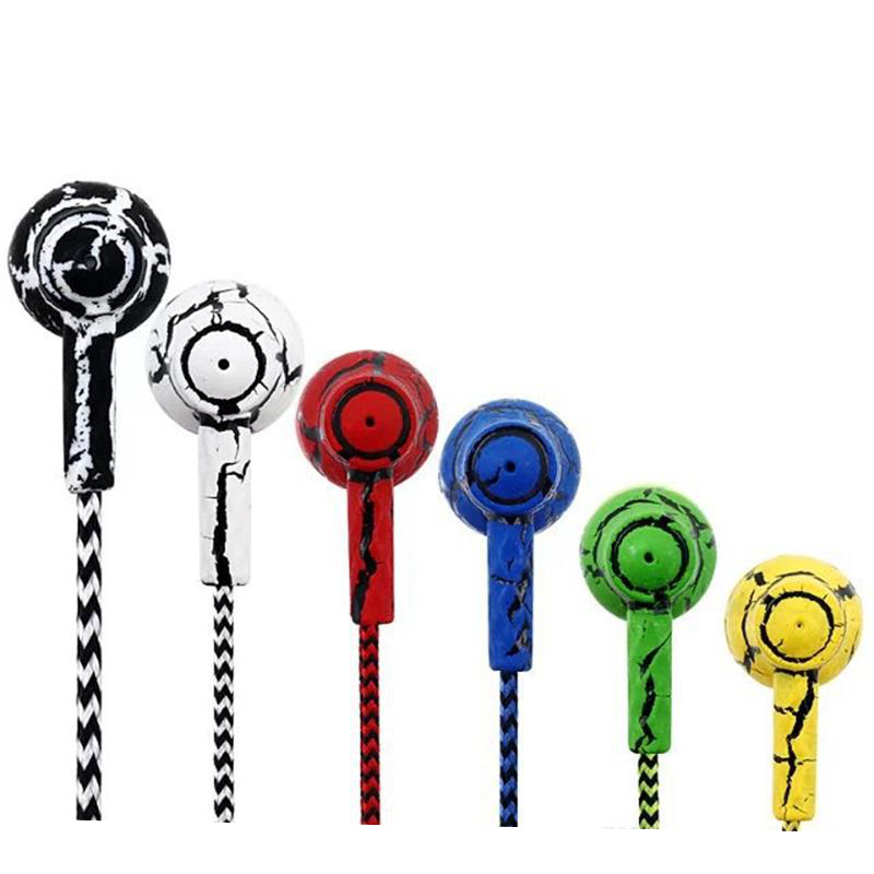 New Fashion Crack Wire Phone Earphone Stereo Music Earphone with Micro