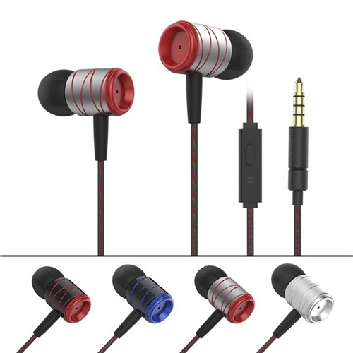 Metal Stereo Earbuds 3.5mm Super Bass In-Ear Earphone with Mic for Smartphone/MP3 Player