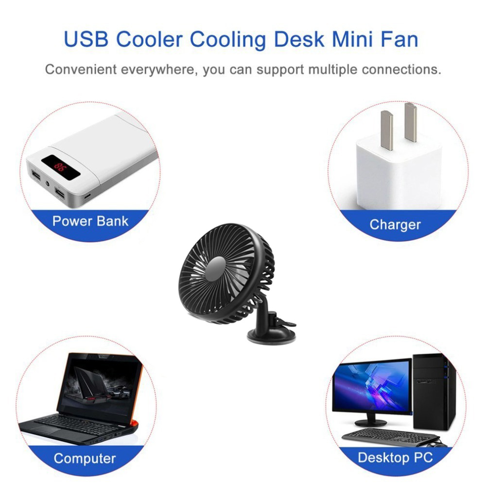 Portable Cooling USB Desktop Fan 360 Rotation for Office Household Traveling