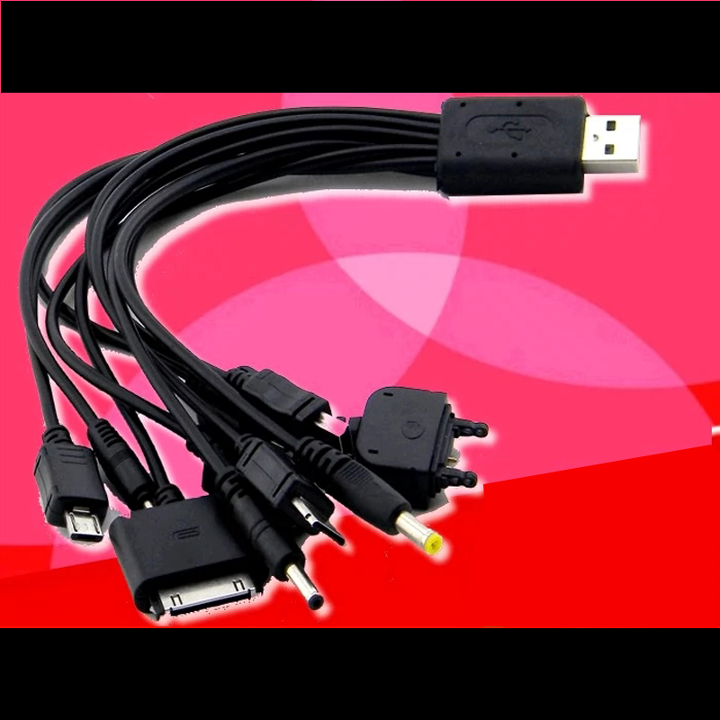 Multi Line Pin Charger 10 in 1 Universal USB Cable Phone Mobiles Cable for Samsung iPhone Nokia Motorola