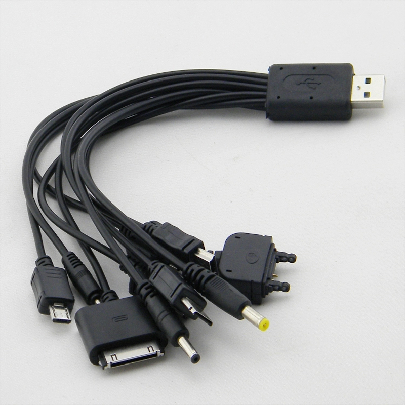Multi Line Pin Charger 10 in 1 Universal USB Cable Phone Mobiles Cable for Samsung iPhone Nokia Motorola