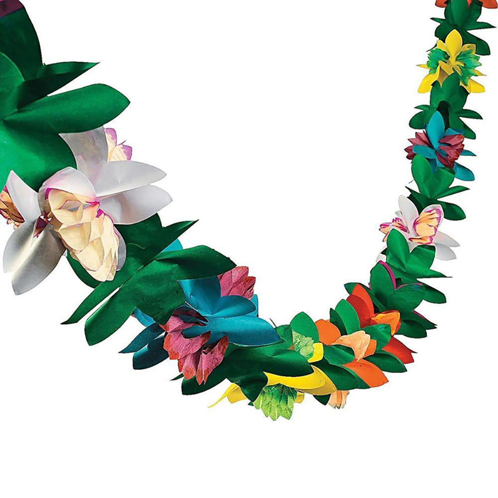 3M Hawaii Party Garland Colorful Flower Paper String For Jungle Beach Theme Summer Party Hawaii Party Hanging Ornaments Decor