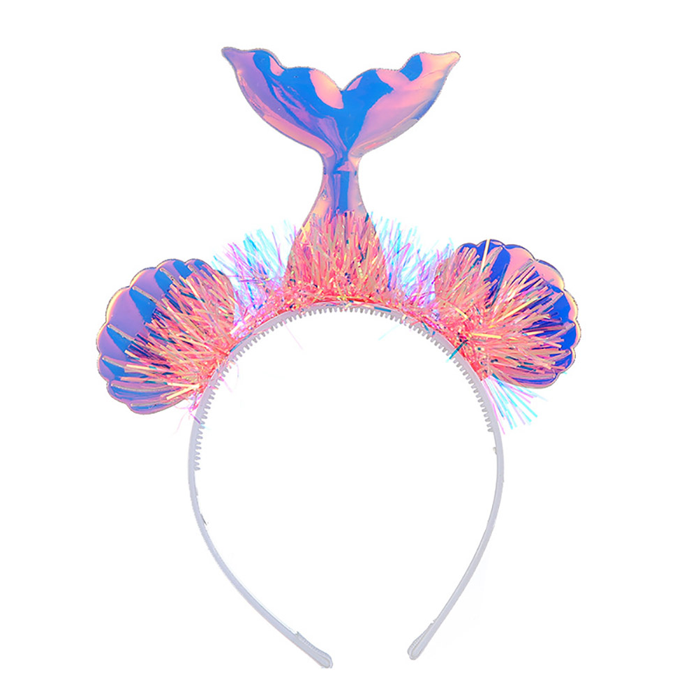 Mermaid Tail Headband Shining Shell Tassel Fish Pattern Headdress Cloth For Kids Girls Princess Birthday Mermaid Party Decor
