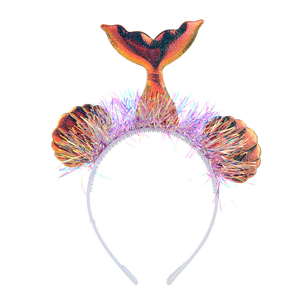 Mermaid Tail Headband Shining Shell Tassel Fish Pattern Headdress Cloth For Kids Girls Princess Birthday Mermaid Party Decor
