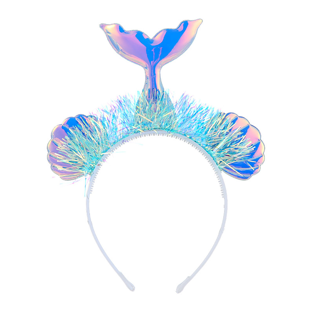 Mermaid Tail Headband Shining Shell Tassel Fish Pattern Headdress Cloth For Kids Girls Princess Birthday Mermaid Party Decor
