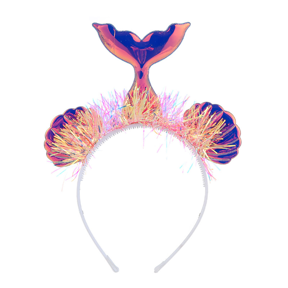 Mermaid Tail Headband Shining Shell Tassel Fish Pattern Headdress Cloth For Kids Girls Princess Birthday Mermaid Party Decor