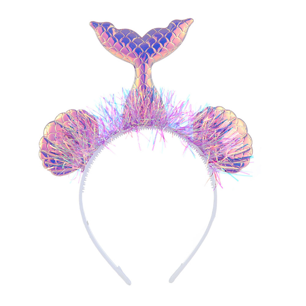Mermaid Tail Headband Shining Shell Tassel Fish Pattern Headdress Cloth For Kids Girls Princess Birthday Mermaid Party Decor