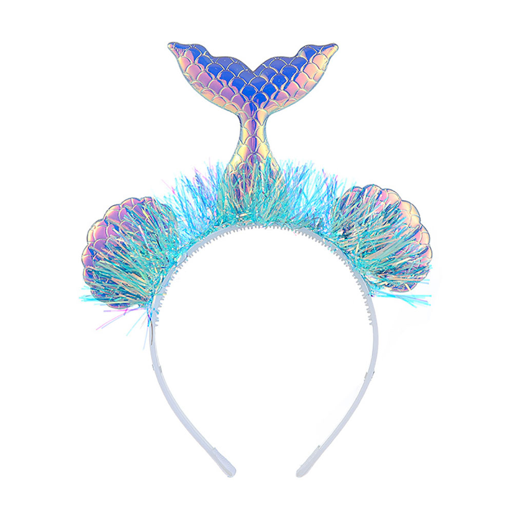 Mermaid Tail Headband Shining Shell Tassel Fish Pattern Headdress Cloth For Kids Girls Princess Birthday Mermaid Party Decor