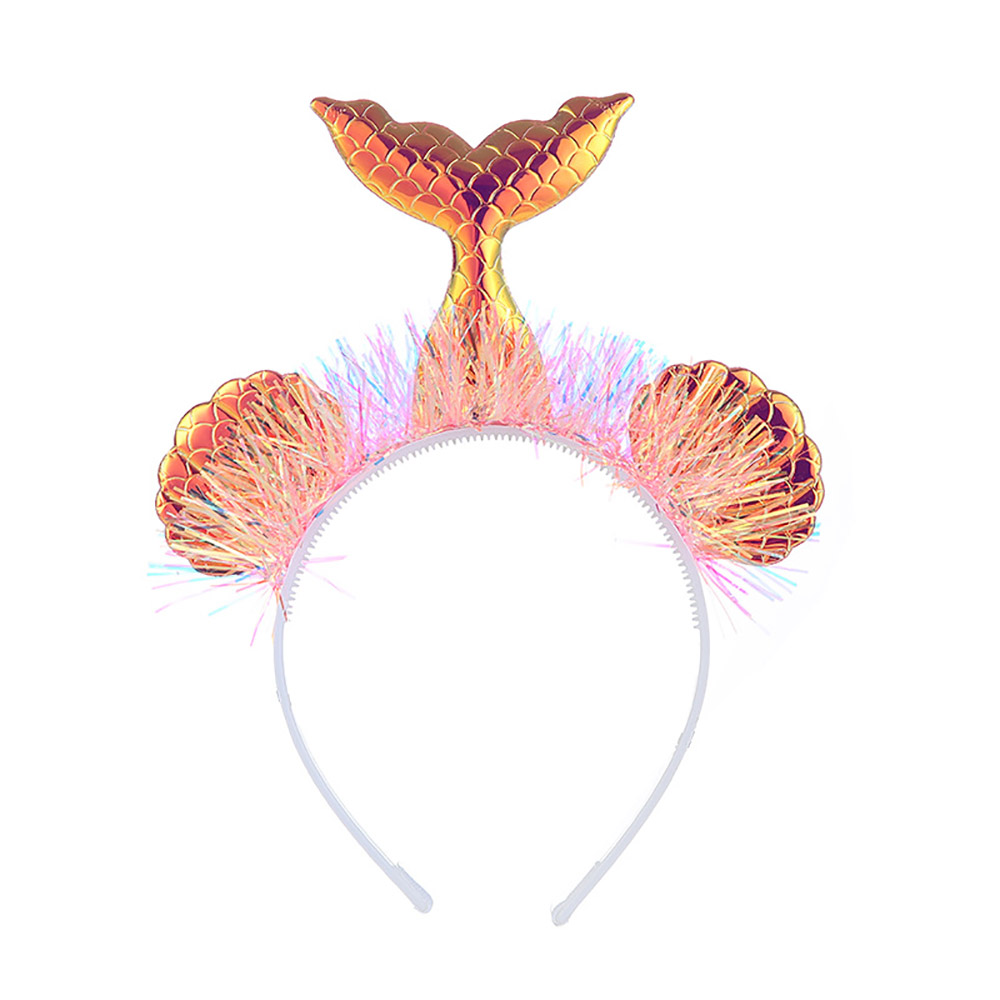 Mermaid Tail Headband Shining Shell Tassel Fish Pattern Headdress Cloth For Kids Girls Princess Birthday Mermaid Party Decor