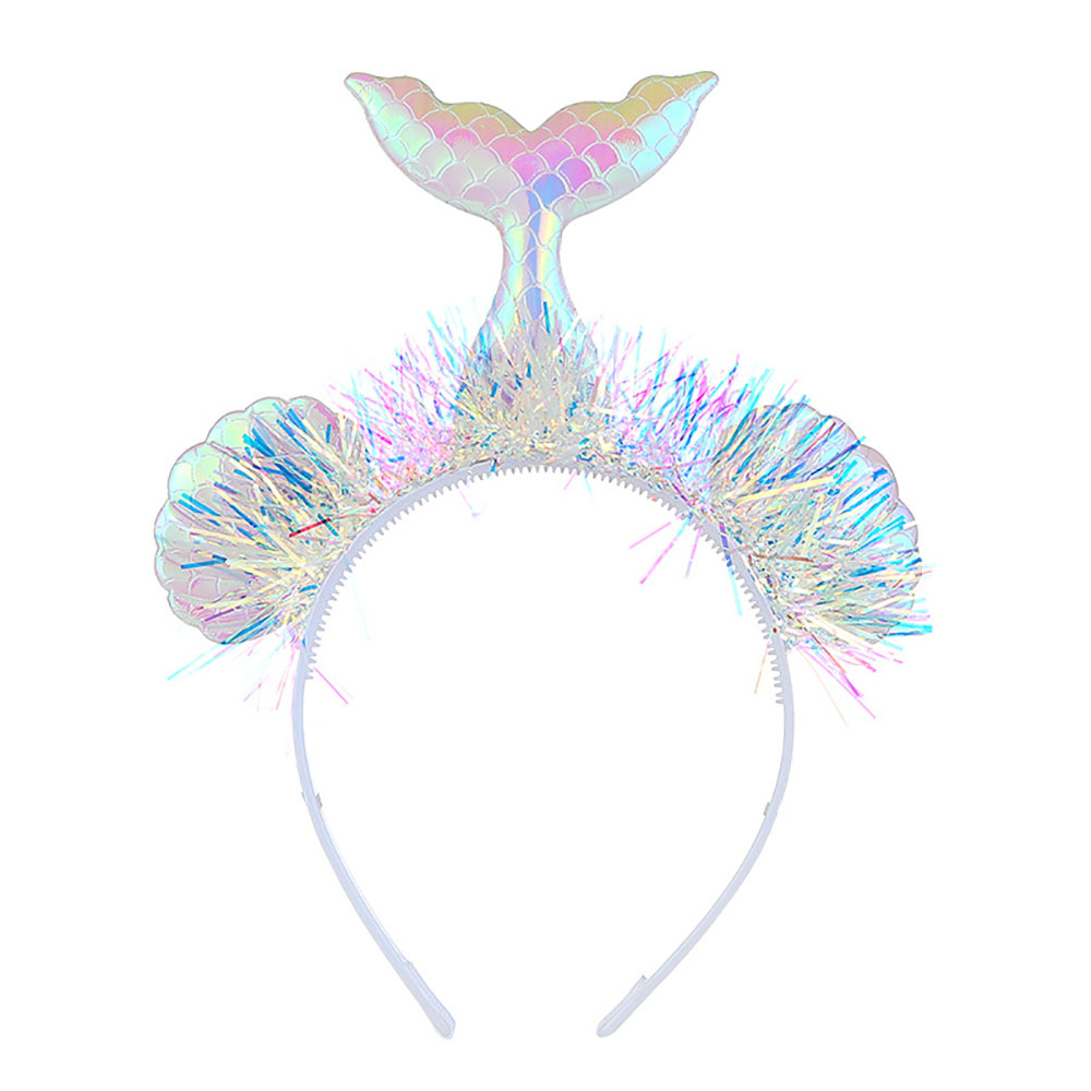 Mermaid Tail Headband Shining Shell Tassel Fish Pattern Headdress Cloth For Kids Girls Princess Birthday Mermaid Party Decor