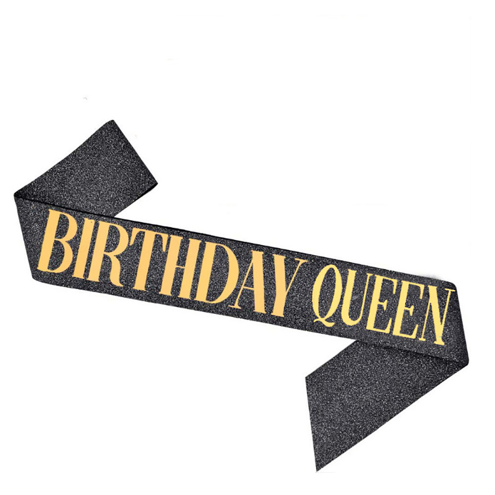 Glitter Birthday Etiquette Belt Leather Shining Bronzing Letter Shoulder Strap For Queen Birthday Party Decor BIRTHDAY QUEEN