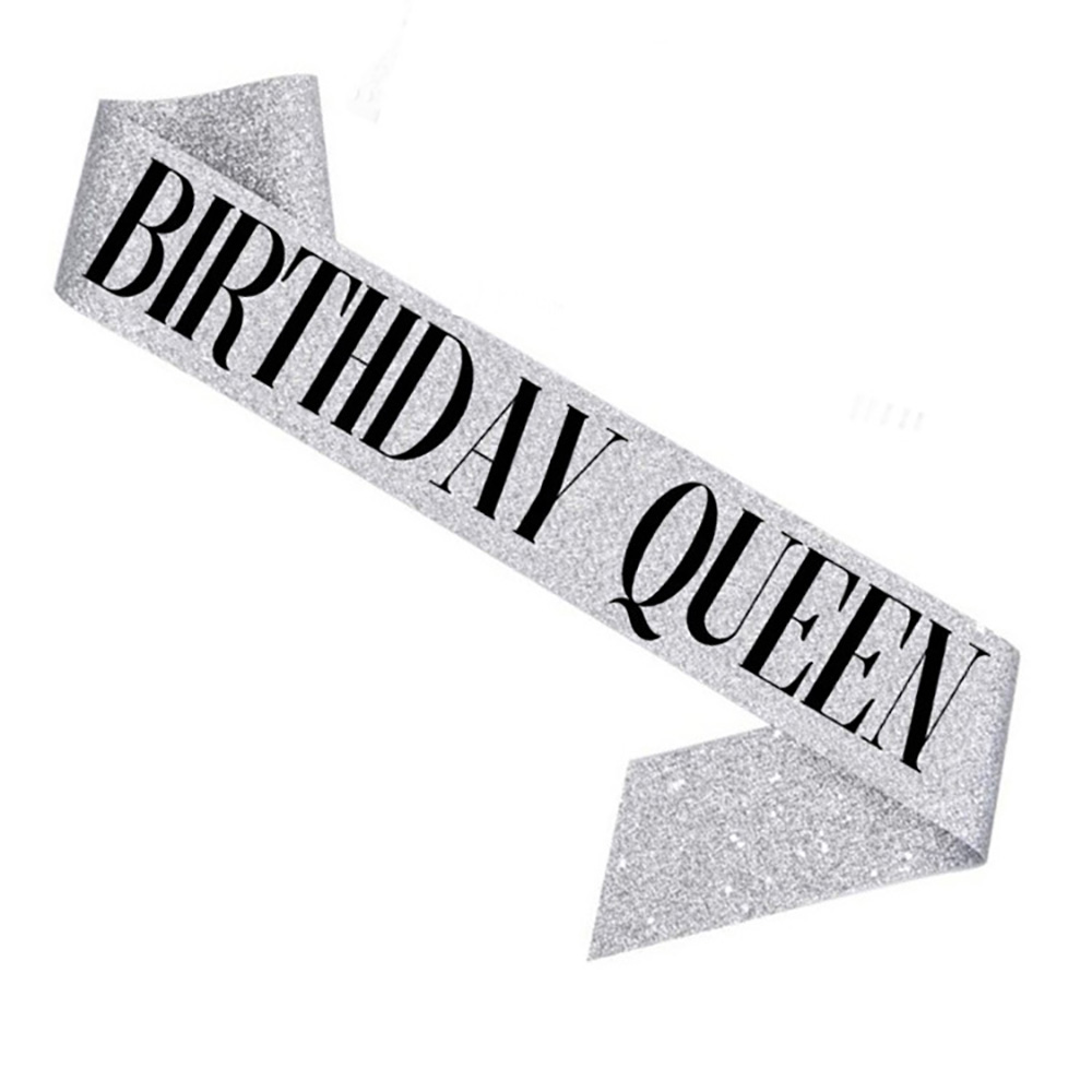 Glitter Birthday Etiquette Belt Leather Shining Bronzing Letter Shoulder Strap For Queen Birthday Party Decor BIRTHDAY QUEEN