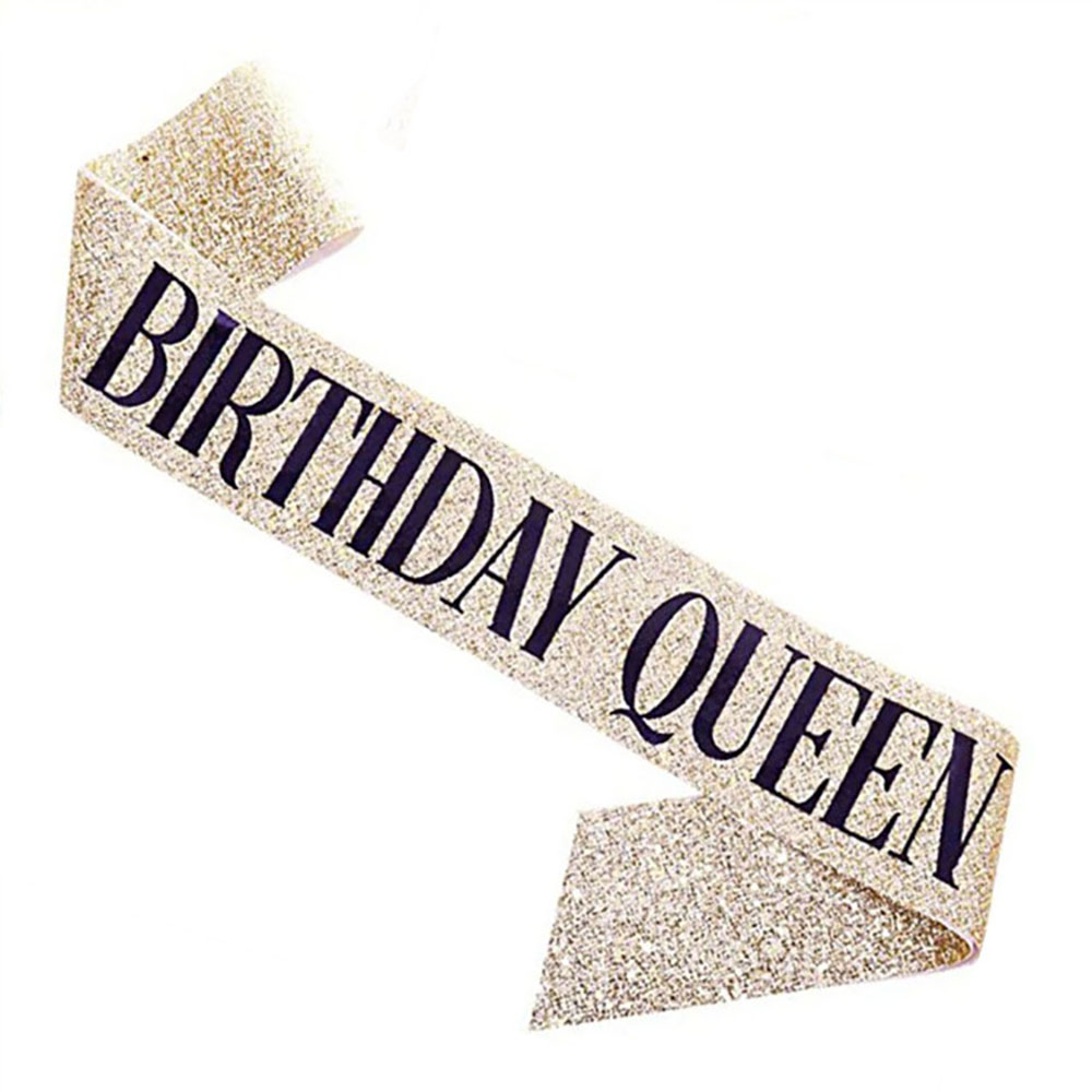 Glitter Birthday Etiquette Belt Leather Shining Bronzing Letter Shoulder Strap For Queen Birthday Party Decor BIRTHDAY QUEEN