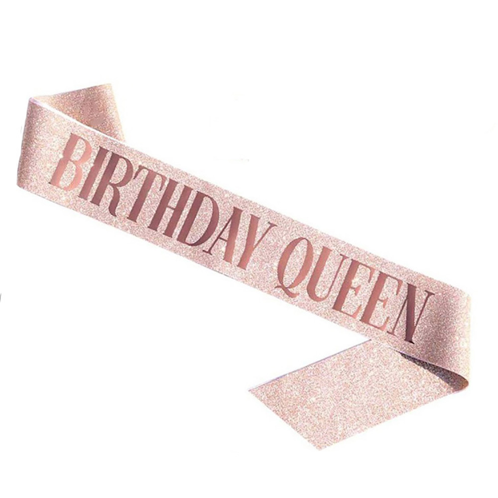 Glitter Birthday Etiquette Belt Leather Shining Bronzing Letter Shoulder Strap For Queen Birthday Party Decor BIRTHDAY QUEEN