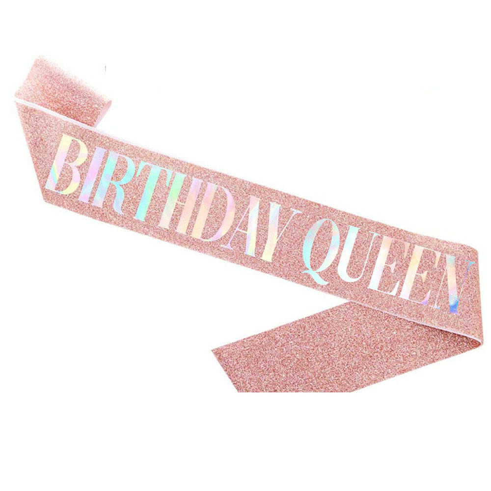 Glitter Birthday Etiquette Belt Leather Shining Bronzing Letter Shoulder Strap For Queen Birthday Party Decor BIRTHDAY QUEEN