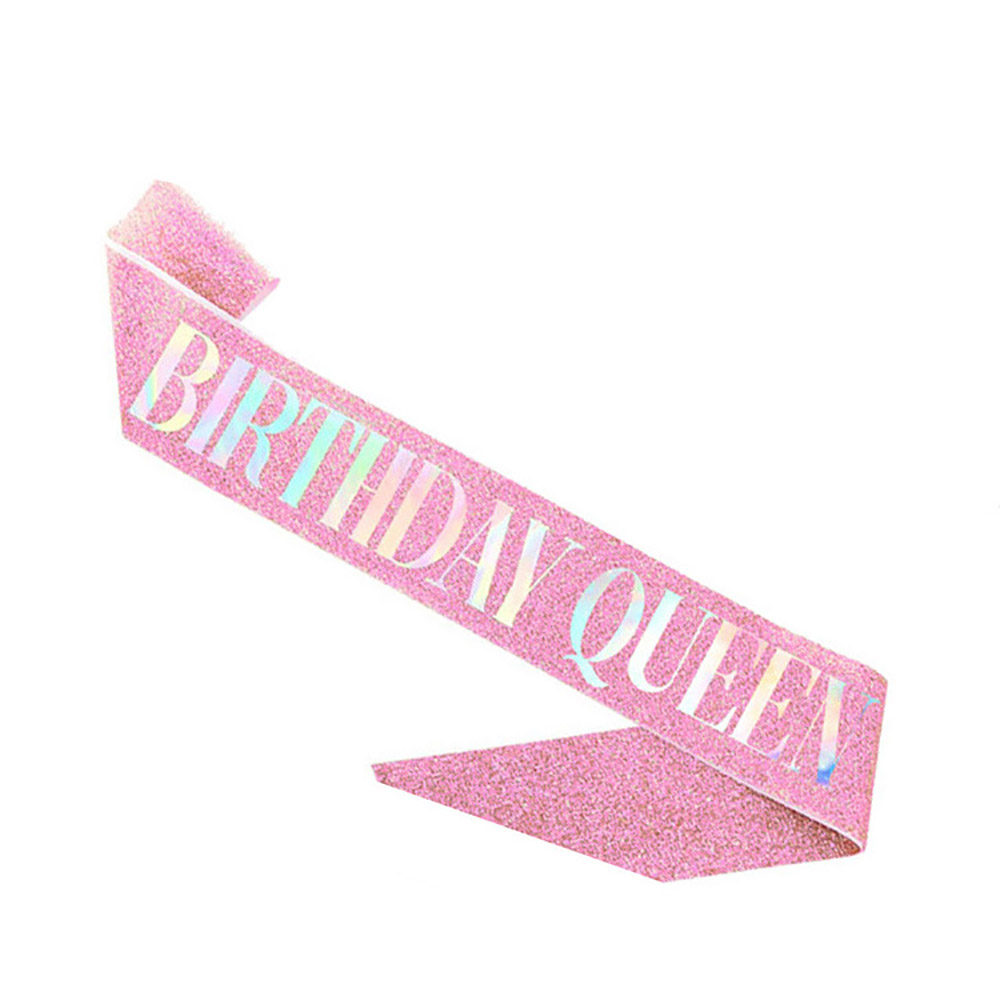 Glitter Birthday Etiquette Belt Leather Shining Bronzing Letter Shoulder Strap For Queen Birthday Party Decor BIRTHDAY QUEEN