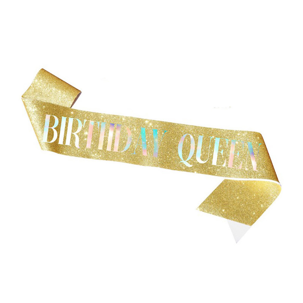 Glitter Birthday Etiquette Belt Leather Shining Bronzing Letter Shoulder Strap For Queen Birthday Party Decor BIRTHDAY QUEEN