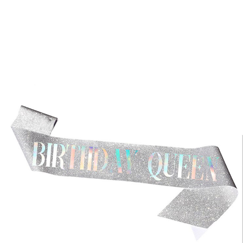 Glitter Birthday Etiquette Belt Leather Shining Bronzing Letter Shoulder Strap For Queen Birthday Party Decor BIRTHDAY QUEEN
