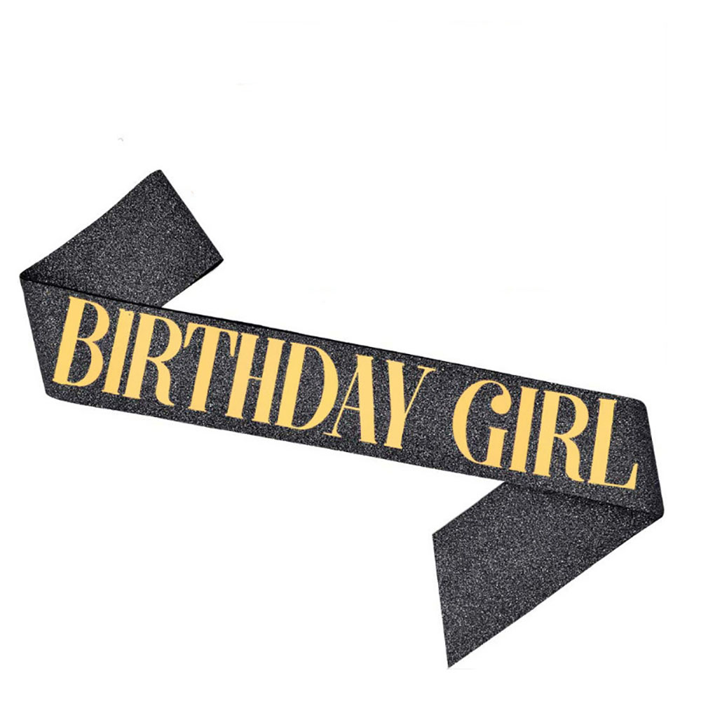 Glitter Birthday Etiquette Belt Leather Shining Bronzing Letter Shoulder Strap For Girl Birthday Party Decor BIRTHDAY GIRL