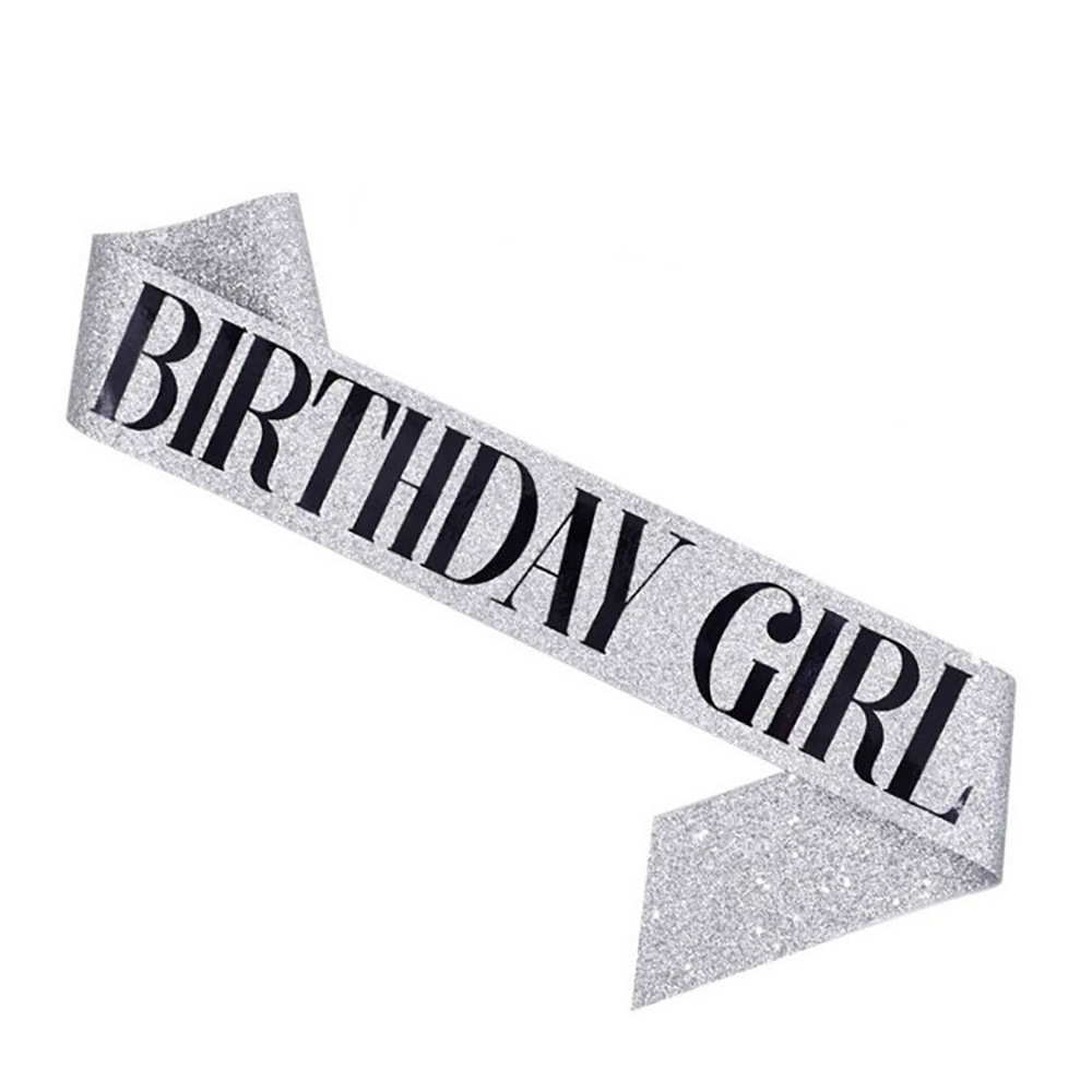 Glitter Birthday Etiquette Belt Leather Shining Bronzing Letter Shoulder Strap For Girl Birthday Party Decor BIRTHDAY GIRL