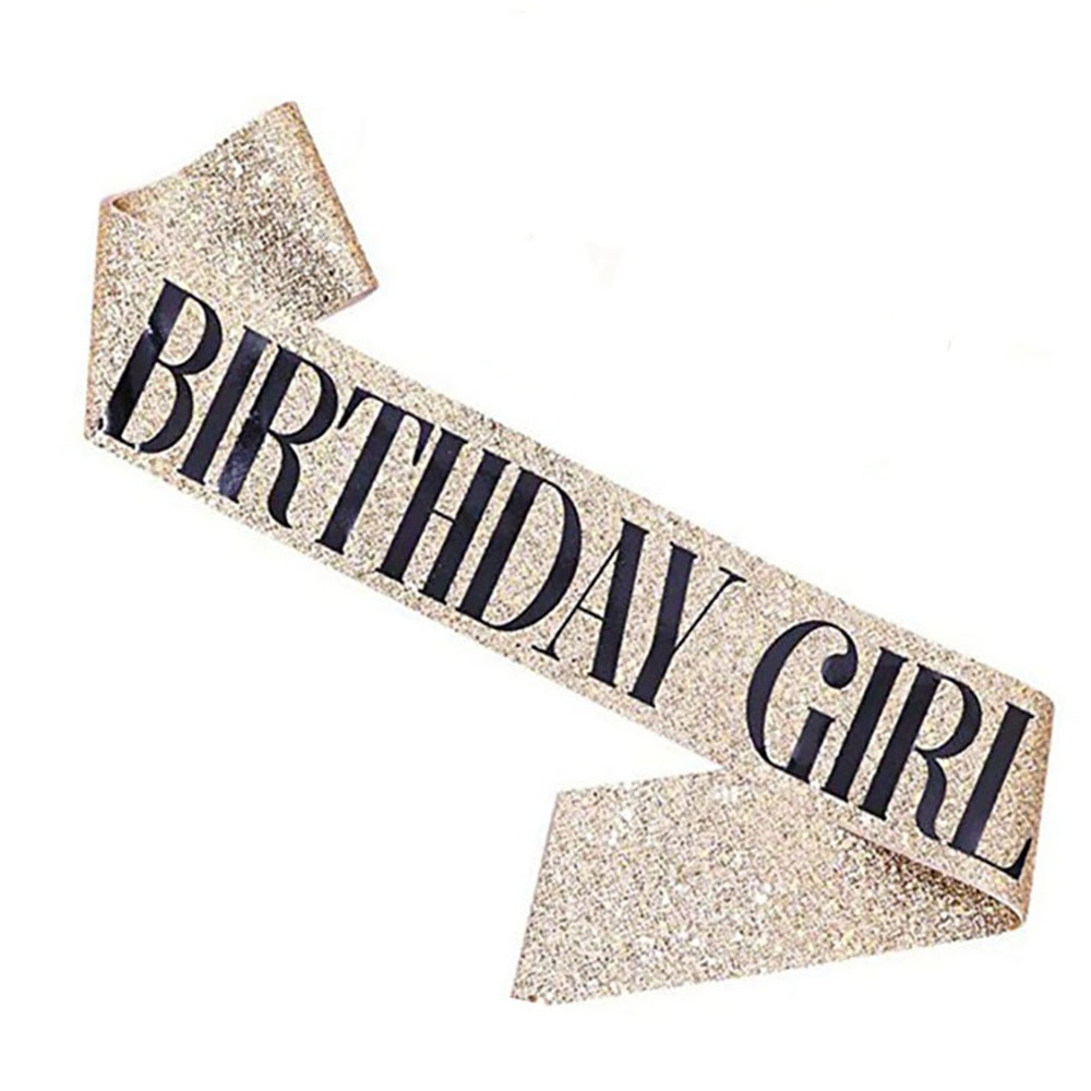 Glitter Birthday Etiquette Belt Leather Shining Bronzing Letter Shoulder Strap For Girl Birthday Party Decor BIRTHDAY GIRL
