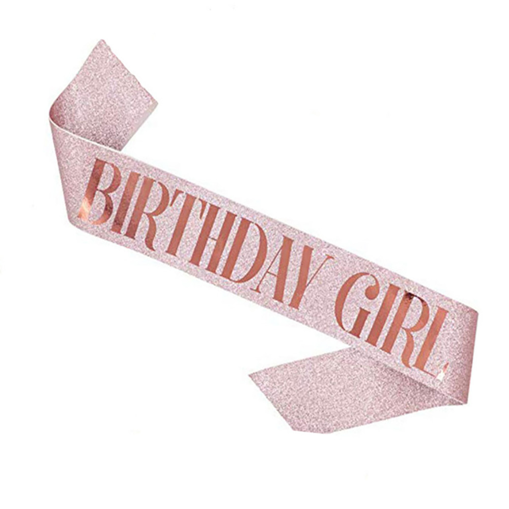 Glitter Birthday Etiquette Belt Leather Shining Bronzing Letter Shoulder Strap For Girl Birthday Party Decor BIRTHDAY GIRL