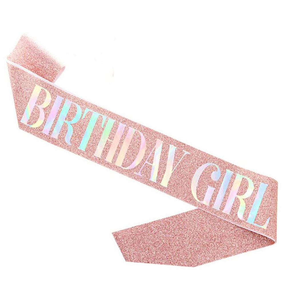 Glitter Birthday Etiquette Belt Leather Shining Bronzing Letter Shoulder Strap For Girl Birthday Party Decor BIRTHDAY GIRL
