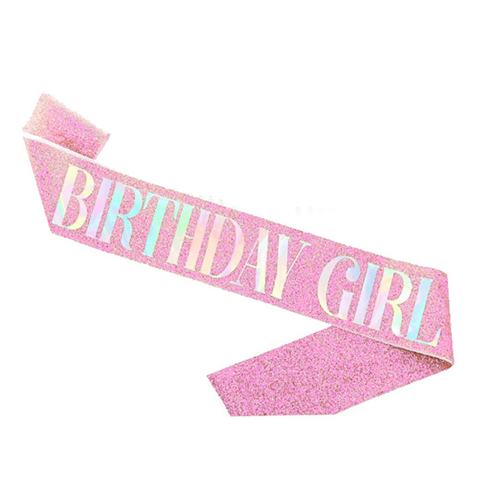 Glitter Birthday Etiquette Belt Leather Shining Bronzing Letter Shoulder Strap For Girl Birthday Party Decor BIRTHDAY GIRL