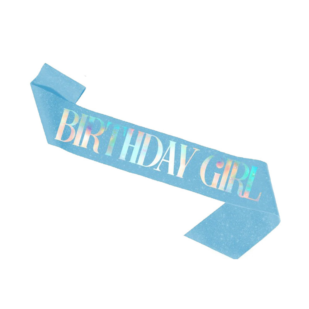 Glitter Birthday Etiquette Belt Leather Shining Bronzing Letter Shoulder Strap For Girl Birthday Party Decor BIRTHDAY GIRL