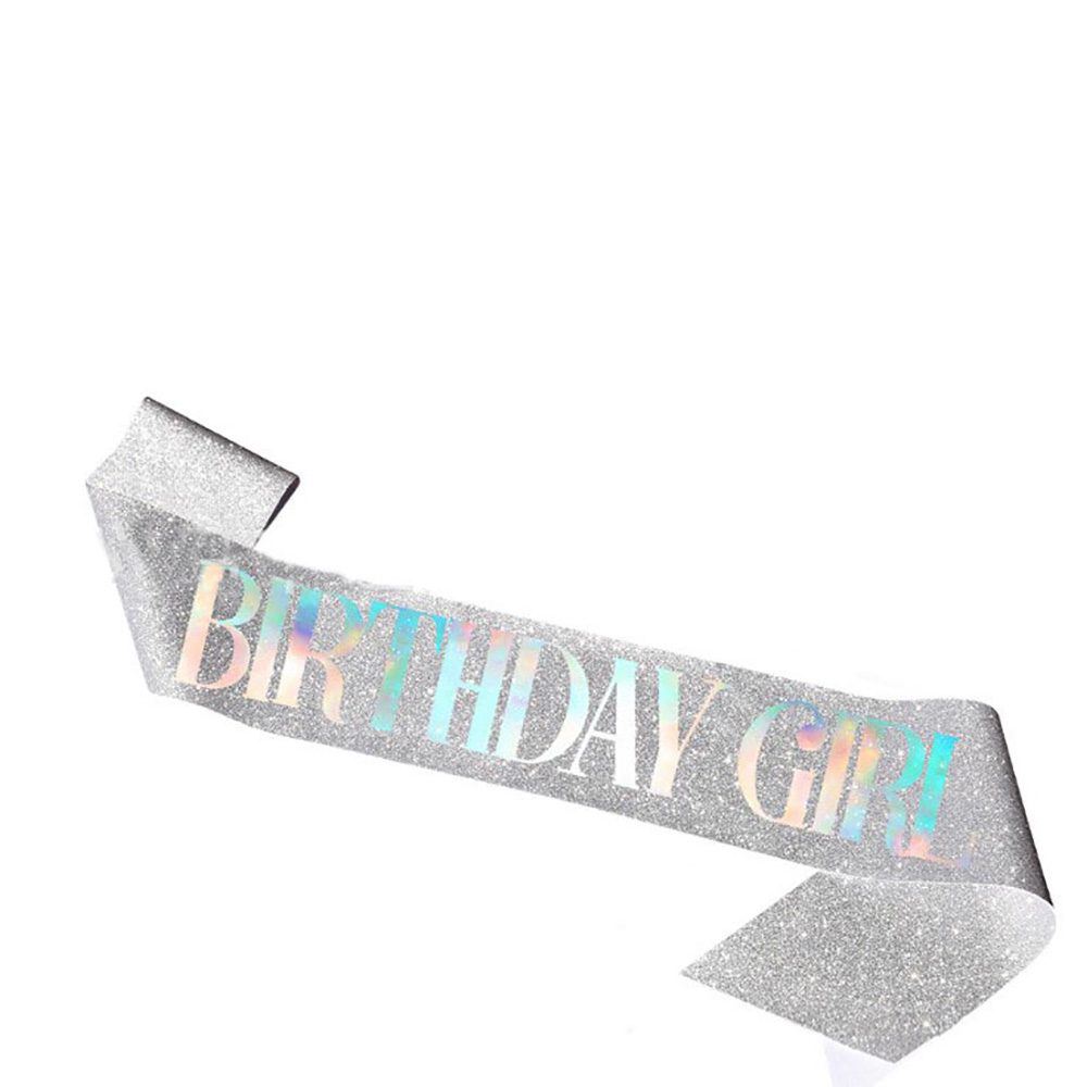 Glitter Birthday Etiquette Belt Leather Shining Bronzing Letter Shoulder Strap For Girl Birthday Party Decor BIRTHDAY GIRL