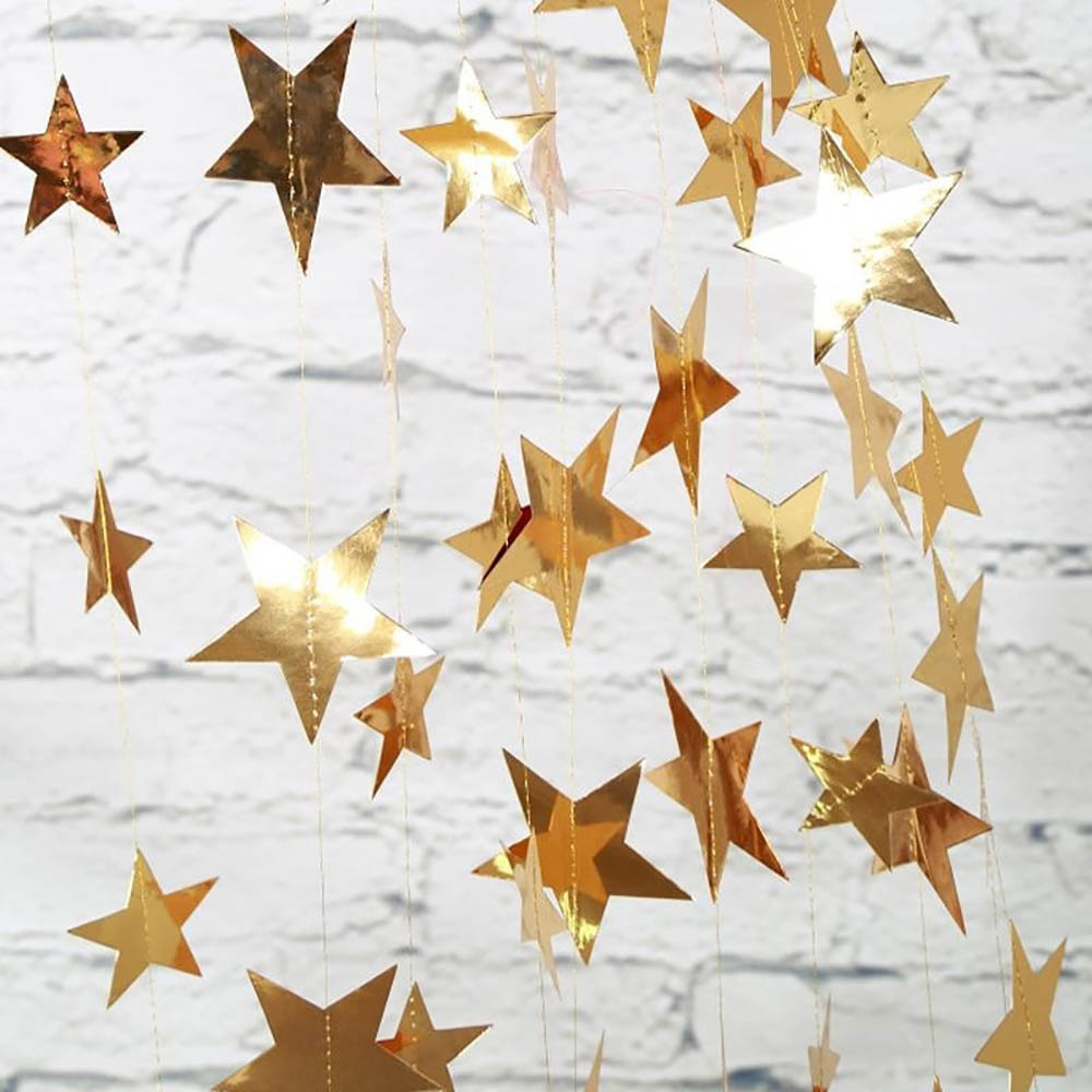 4M Mirror Star String 7CM Garland Banner Shining For Christmas Birthday Wedding Party Home Shopwindow Hanging Ornament Decor
