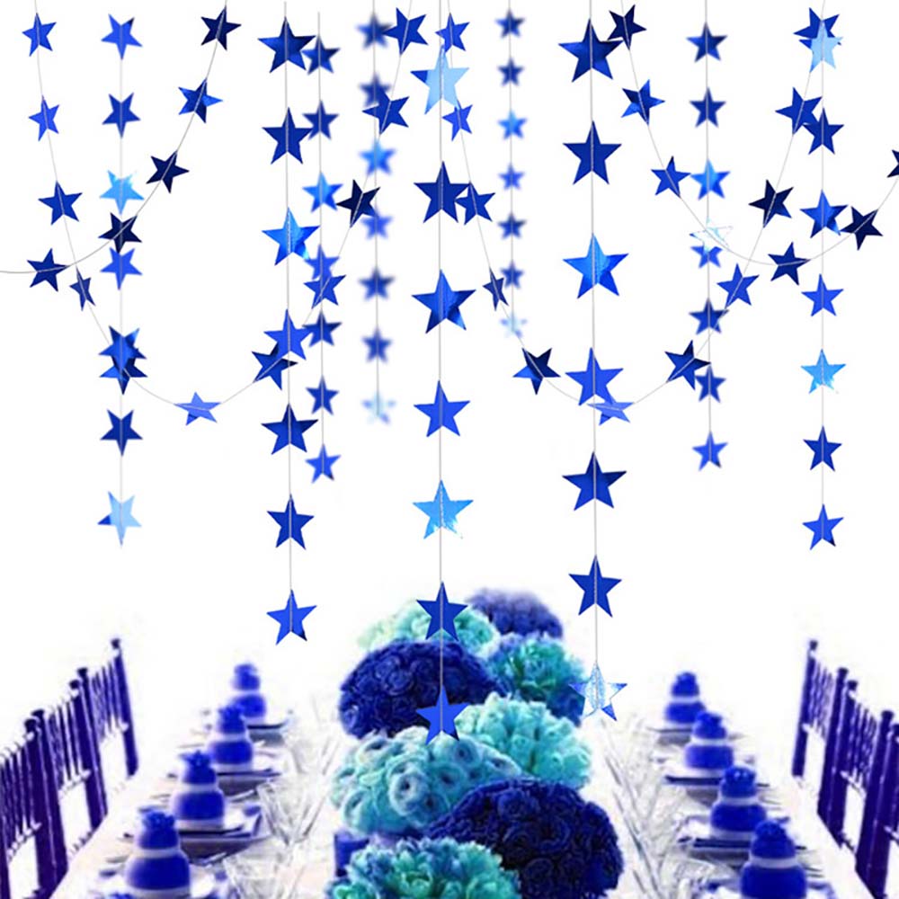 4M Mirror Star String 7CM Garland Banner Shining For Christmas Birthday Wedding Party Home Shopwindow Hanging Ornament Decor