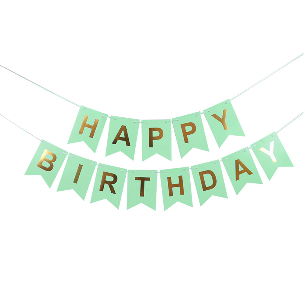 Fishtail Birthday Garland Ribbon Paper Bunting Bronzing HAPPY BIRTHDAY Letter Banner For Child Birthday Party Baby Shower Decor