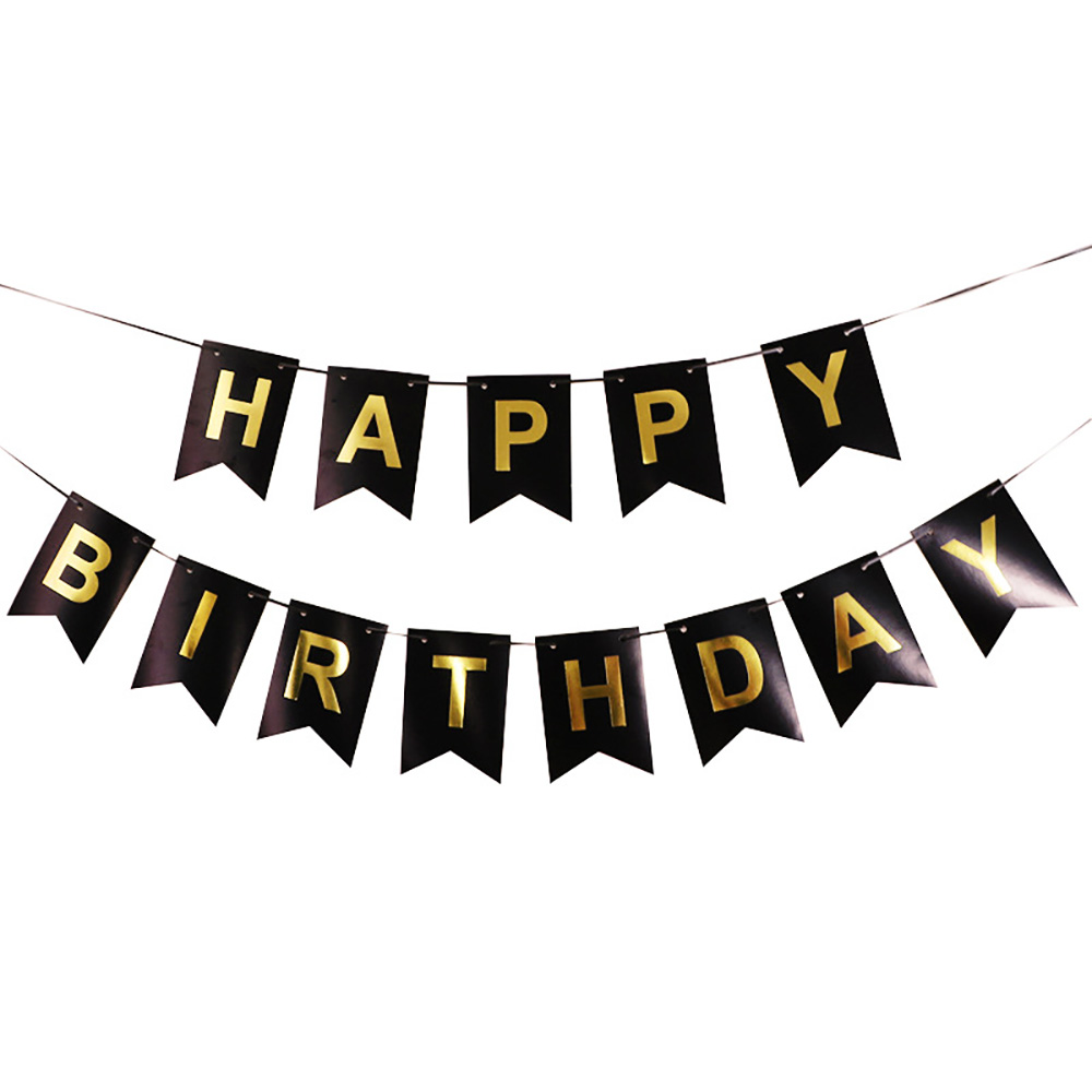 Fishtail Birthday Garland Ribbon Paper Bunting Bronzing HAPPY BIRTHDAY Letter Banner For Child Birthday Party Baby Shower Decor