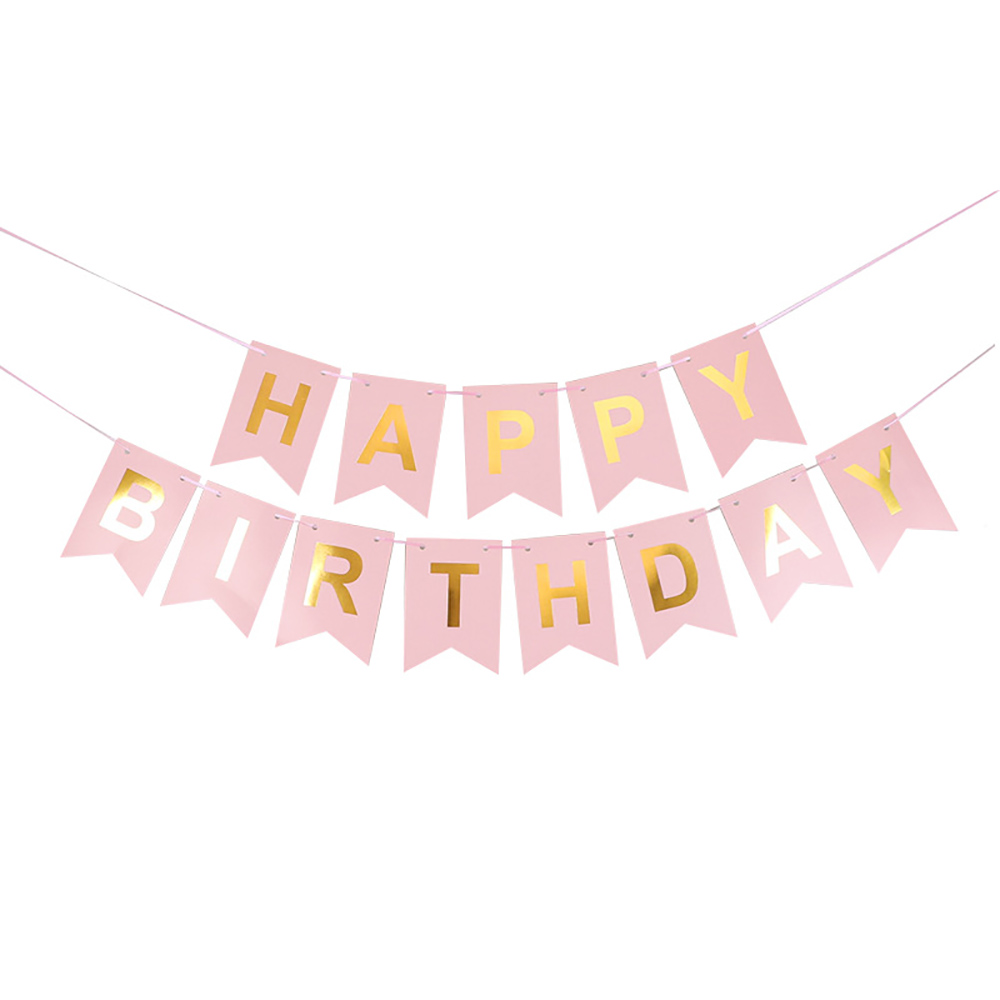 Fishtail Birthday Garland Ribbon Paper Bunting Bronzing HAPPY BIRTHDAY Letter Banner For Child Birthday Party Baby Shower Decor
