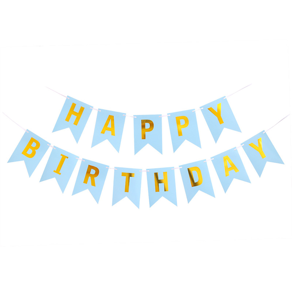 Fishtail Birthday Garland Ribbon Paper Bunting Bronzing HAPPY BIRTHDAY Letter Banner For Child Birthday Party Baby Shower Decor