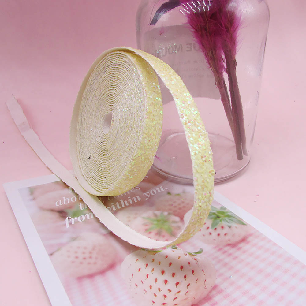 Glitter Ribbon 1CM 5Y Shining Sequins Cloth Webbing For Clothing Backpack Child Hair Accessories Bow-knot Handwork DIY Decor