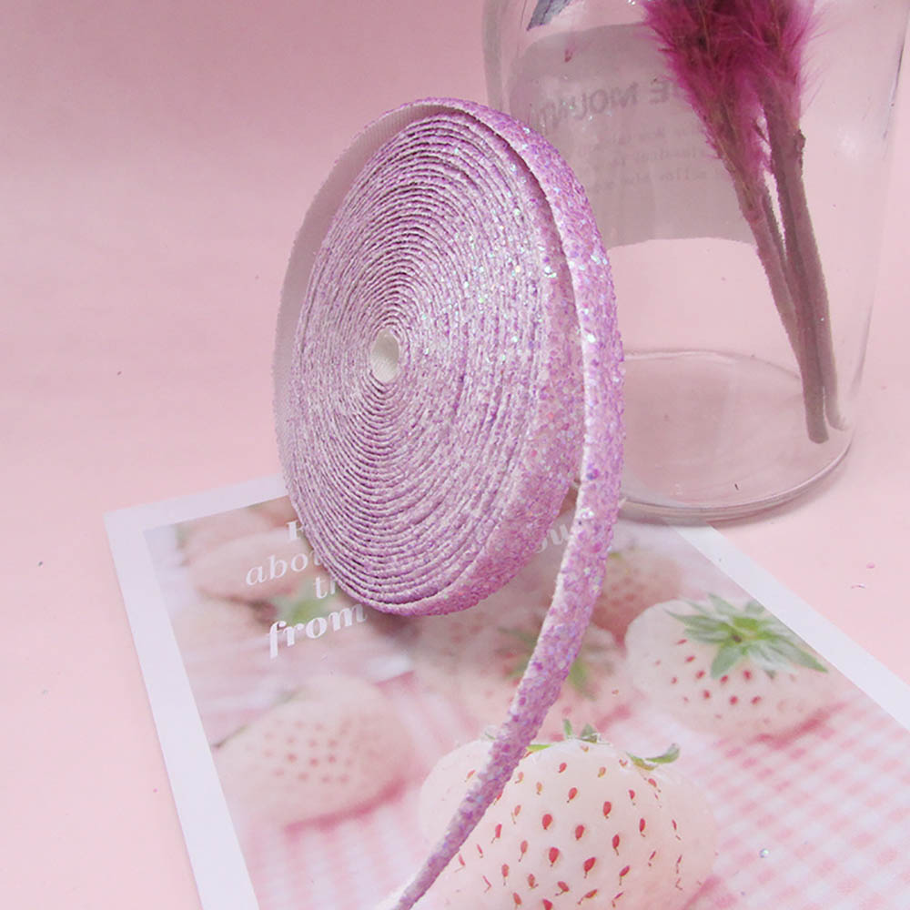 Glitter Ribbon 1CM 5Y Shining Sequins Cloth Webbing For Clothing Backpack Child Hair Accessories Bow-knot Handwork DIY Decor