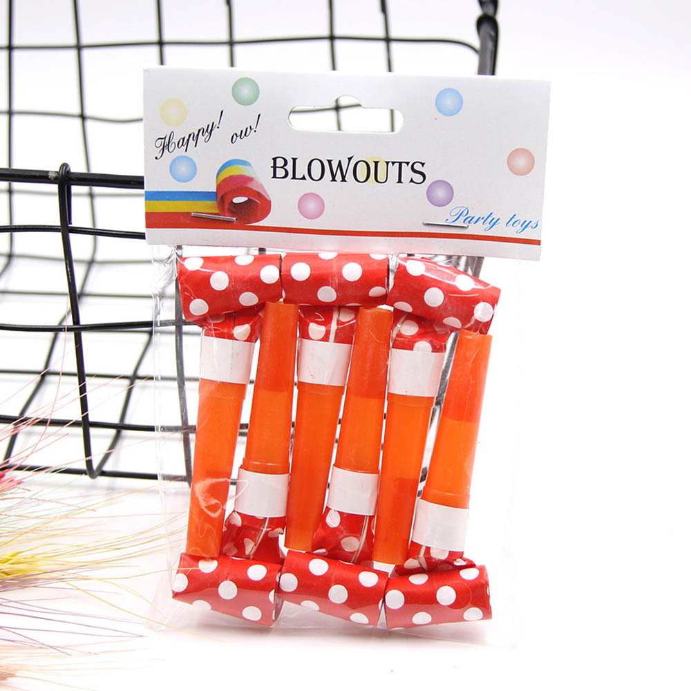 6Pcs/Pack Blowouts Whistles With Colorful Dot Rain Silk For Kids Birthday Party Decoration Supplies Children Toys Gift