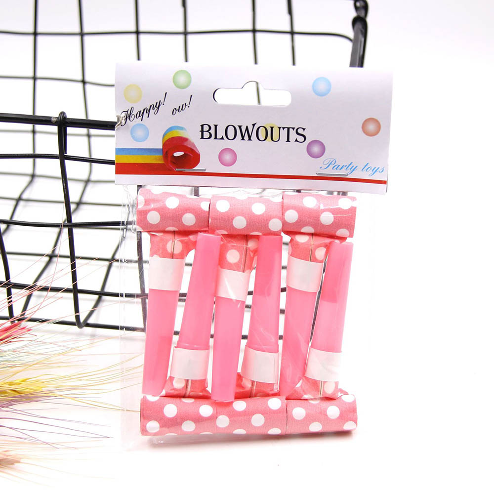 6Pcs/Pack Blowouts Whistles With Colorful Dot Rain Silk For Kids Birthday Party Decoration Supplies Children Toys Gift