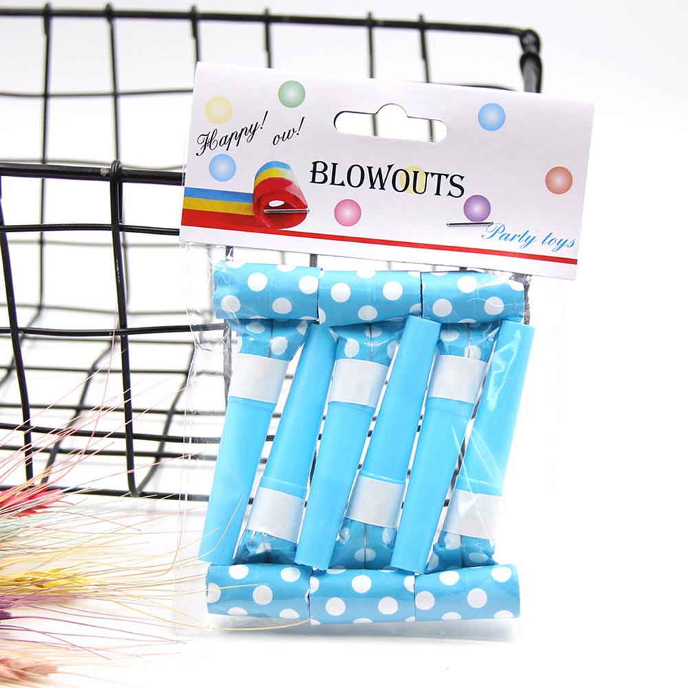 6Pcs/Pack Blowouts Whistles With Colorful Dot Rain Silk For Kids Birthday Party Decoration Supplies Children Toys Gift