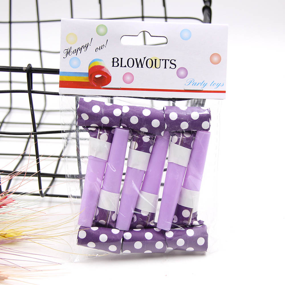 6Pcs/Pack Blowouts Whistles With Colorful Dot Rain Silk For Kids Birthday Party Decoration Supplies Children Toys Gift