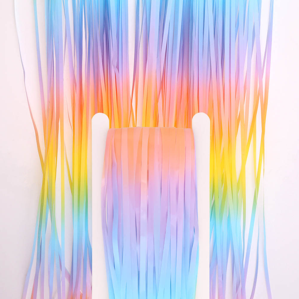 Colorful Gradient Rain Curtain Colorful PET Shining For Children's Birthday Wedding Photo Background Wall Party Curtain Decor
