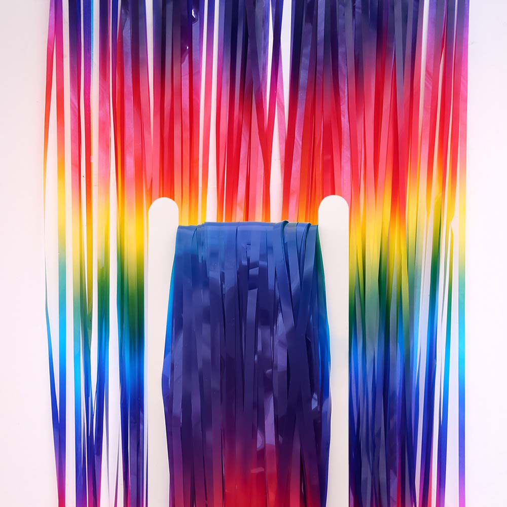 Colorful Gradient Rain Curtain Colorful PET Shining For Children's Birthday Wedding Photo Background Wall Party Curtain Decor