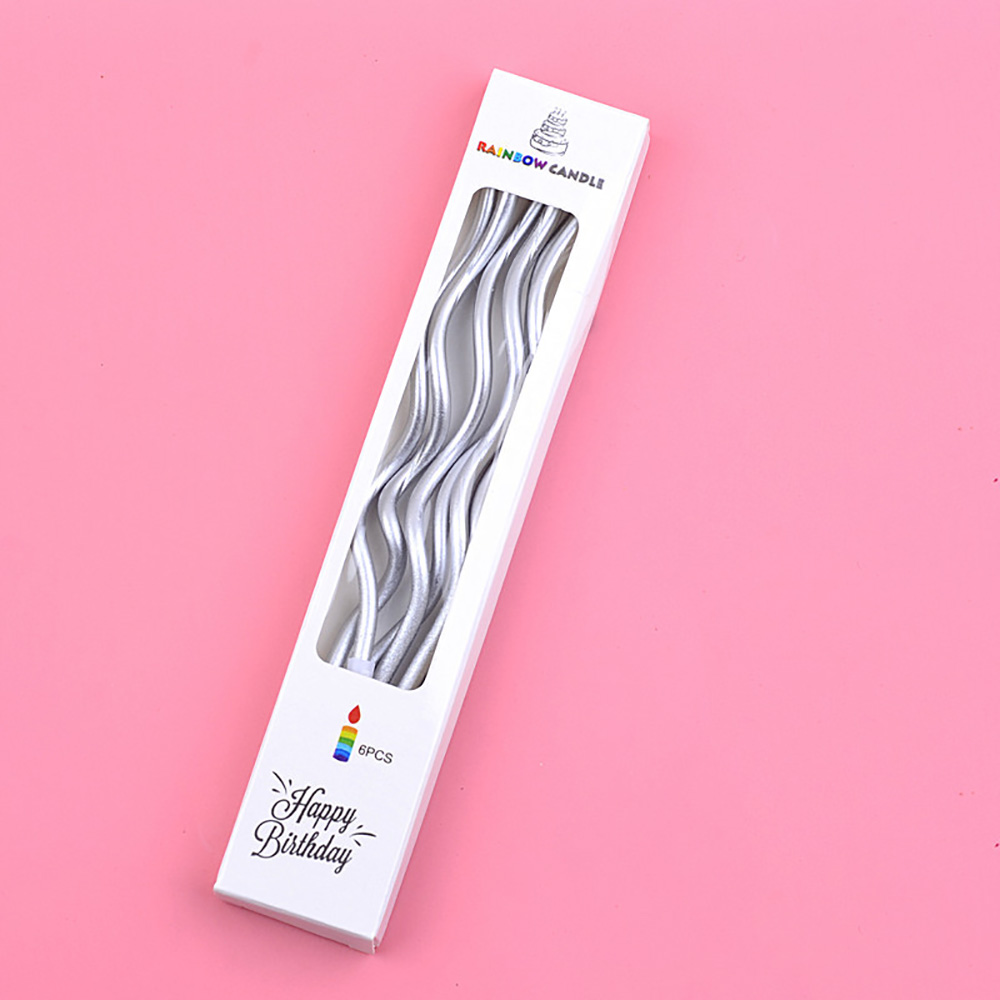 6 Box/Pack Colorful Spiral Birthday Candle Gilded Food Grade Curve Candle For Cake Baking Birthday Party Decoration Supplies