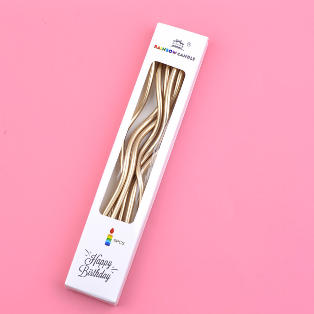 6 Box/Pack Colorful Spiral Birthday Candle Gilded Food Grade Curve Candle For Cake Baking Birthday Party Decoration Supplies