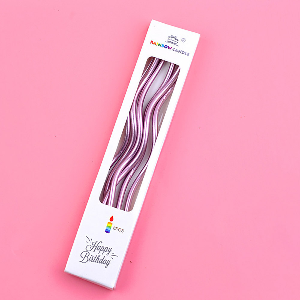 6 Box/Pack Colorful Spiral Birthday Candle Gilded Food Grade Curve Candle For Cake Baking Birthday Party Decoration Supplies