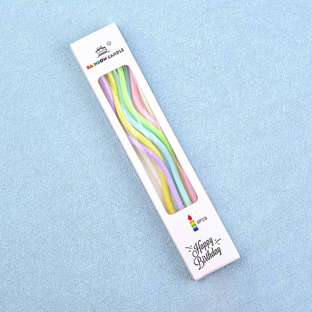 6 Box/Pack Colorful Spiral Birthday Candle Gilded Food Grade Curve Candle For Cake Baking Birthday Party Decoration Supplies