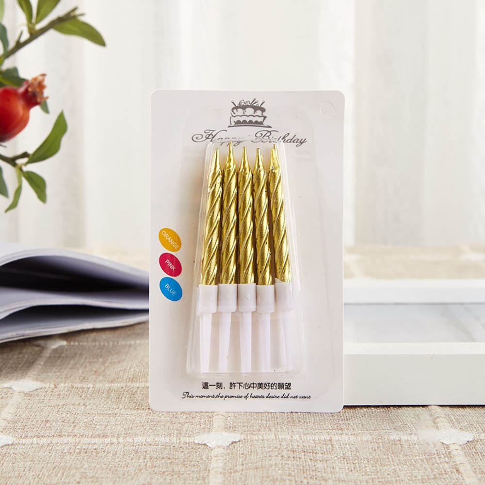 6 Box/Pack Colorful Screw Thread Birthday Candle With Gilded Food Grade Spiral Candle For Cake Baking Birthday Party Decor